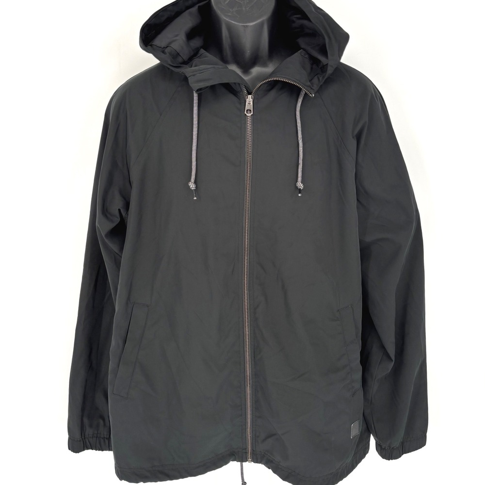 Empyre Windbreaker Jacket Zip Up Long Sleeve Hooded Black Mens Sz M